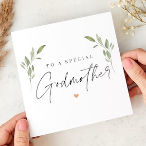 Para uma madrinha especial, cartão elegante para madrinha, cartão de felicitações com design floral minimalista, aniversário, batizado ou cartão de agradecimento para madrinha