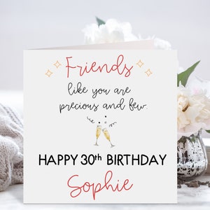 Cartão de feliz aniversário personalizado para amigos com nome e taça de champanhe 21º 30º 40º 50º 60º 70º 80º cartão-presente para ele, melhor amigo