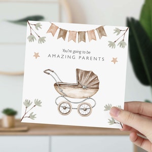 Tarjeta de regalo para padres Tarjeta de embarazo y nuevo bebé Felicitaciones, futuros padres, van a ser padres increíbles con diseño de cochecito de bebé