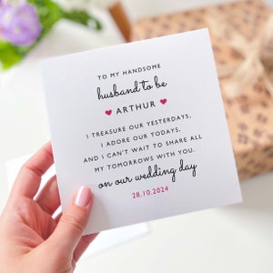 Biglietto per il futuro del mio bel marito, biglietto personalizzato per il marito, biglietto per lo sposo della sposa, personalizzato sul nostro biglietto del giorno del matrimonio per il maritino