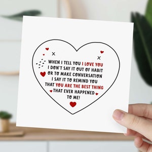 Carte pour petite amie, petit ami, mari, carte Je t'aime, carte de Saint-Valentin, carte de mariage, carte d'anniversaire, carte-cadeau romantique