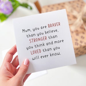 Cartão para a mãe Você é mais corajoso, mais forte, amado Cartão de presente para o Dia das Mães Cartão de presente para a mãe, múmia, cartões de felicitações, cartão de aniversário da mãe