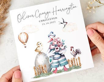 Personalised Christening card with name for godson goddaughter nephew niece kids granddaughter grandson on your christening day keepsake