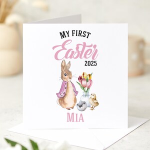 Ma première carte de Pâques prénom bébé garçon ou fille souvenir lapin nouveau-né cadeau de Pâques neveu nièce fils fille petit-fils petite-fille
