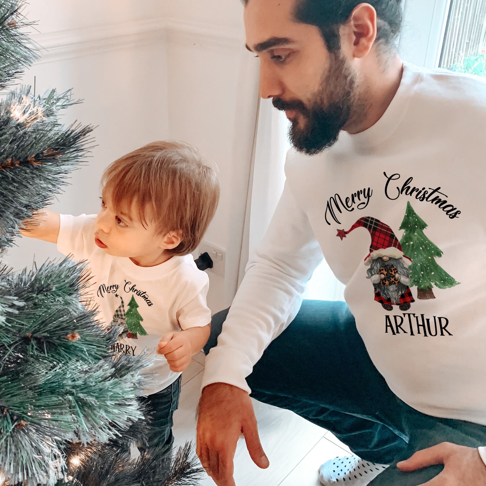 Matching Father and son Christmas sweaters