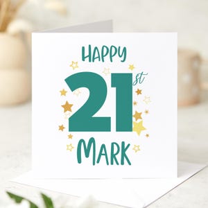 Personalisierte Geburtstagskarte mit Alter und Name an einen Freund Sohn Papa Tochter Bruder Verlobten Ehemann Neffe Happy 18 21 30 40 50 60 70 Geburtstag