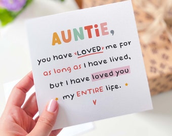 Carte pour tante Je t'ai aimé toute ma vie Carte d'anniversaire de tante personnalisée Carte cadeau tante spéciale tante du neveu nièce tante