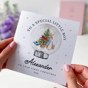 Biglietto di auguri di Natale personalizzato per un bambino con nome per un bambino speciale per un neonato carino nipote figlio nipote 1° biglietto regalo di Natale