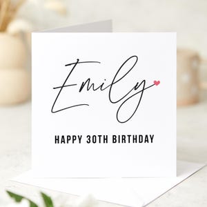 Personalisierte Geburtstagskarte – Individueller Name und Alter – Elegantes minimales Design – Perfekt für Freunde Familie Kollegen Chef 30.40.50.60