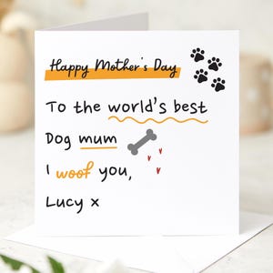 Happy Mother's Day Card voor hondenmama leuk grappig bericht van huisdier Gepersonaliseerd cadeau voor hondenliefhebbers met pootafdrukken Ik sla je in met hondennaam