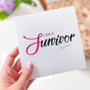 Carta motivazionale "Sono un sopravvissuto" Carta ispiratrice Regalo di incoraggiamento per sopravvissuti al cancro Amici Famiglia Capo Colleghi Supporto Seno