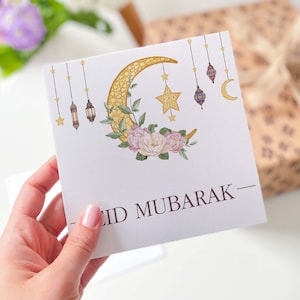 Eid Mubarak-hälsningskort: Halvmåne och stjärndesign bild 3