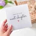 Here's to your next chapter card New job card Funny leaving work card for colleague Good luck card Coworker Friend Leaving New Beginnings