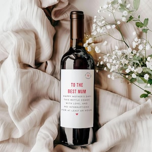 Etiquette de vin Fête des Mères Pour la meilleure maman Cadeau pour maman Sticker vin Sticker bouteille de Prosecco pour maman Nouvelle maman Cadeau amateur de vin