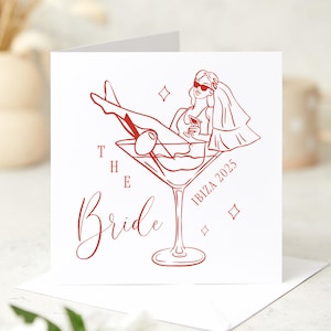Carte pour la mariée Fun enterrement de vie de jeune fille ou jeune mariée Carte pour la future mariée Illustration de la mariée en verre