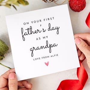 Pour votre première fête des pères en tant que carte de grand-père, souvenir attentionné de bébé, conception de coeur minimaliste personnalisée, cadeau spécial grand-père