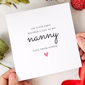 Carte souvenir personnalisée pour la première fête des mères comme ma nounou, un cadeau attentionné pour une nouvelle grand-mère, une carte souvenir personnalisée avec nom pour nounou, grand-mère 1ère