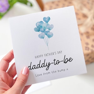 Première carte de fête des pères pour futur papa, ballon coeur bleu, souvenir sucré, faire-part de grossesse, futur papa