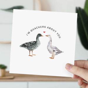 Biglietto d’amore I’m Quackers About You per marito, moglie, San Valentino, compleanno, biglietto d’amore per lei, fidanzato, fidanzata, biglietto d’amore divertente