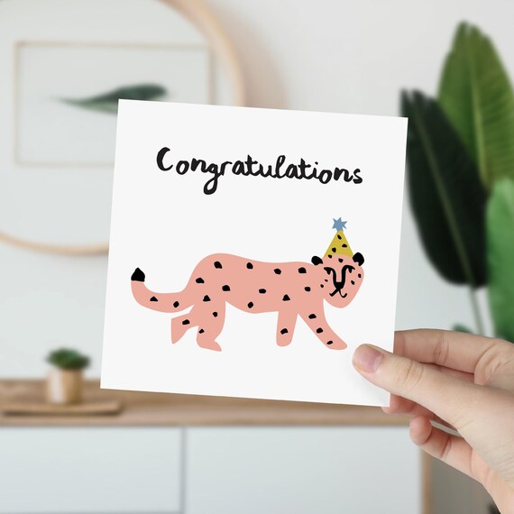 Congratulations Gift Card With Cute Puma for Her Him Friends Funny