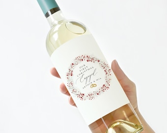 Personalisiertes Verlobungs-Weinetikett - individuelles Paargeschenk, romantischer Wein-Prosecco-Flaschenaufkleber für die Verlobungsfeier oder als Andenken
