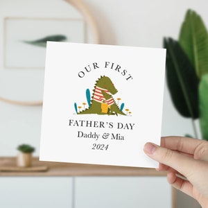 Notre première carte de fête des pères avec nom Jolie carte personnalisée pour papa papa fils fille 1ère fête des pères papa bébé première fête des pères