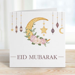 Eid Mubarak-hälsningskort: Halvmåne och stjärndesign bild 2