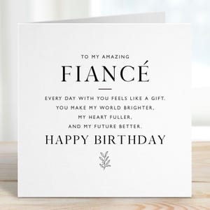 Carte d'anniversaire pour fiancé Carte élégante et romantique pour elle lui Message sincère pour future femme mari