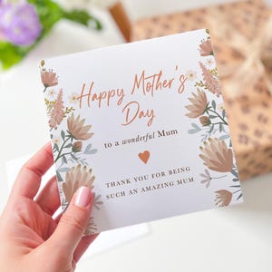 Bonne fête des mères Carte florale élégante pour maman Belle carte botanique pour mère Carte de remerciement pour maman Carte pour maman Cadeau pour nouvelle maman