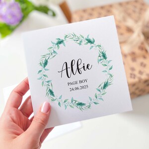 Cartão personalizado para pajem com flores Cartão para o dia do casamento do sobrinho Cartão de agradecimento para pajem Cartão para padrinho júnior