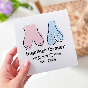 Grappige kaart van de heer en mevrouw voor een stel Huwelijkscadeaukaart voor haar hem jubileum verloving wenskaart met achternaam datum Voor altijd samen