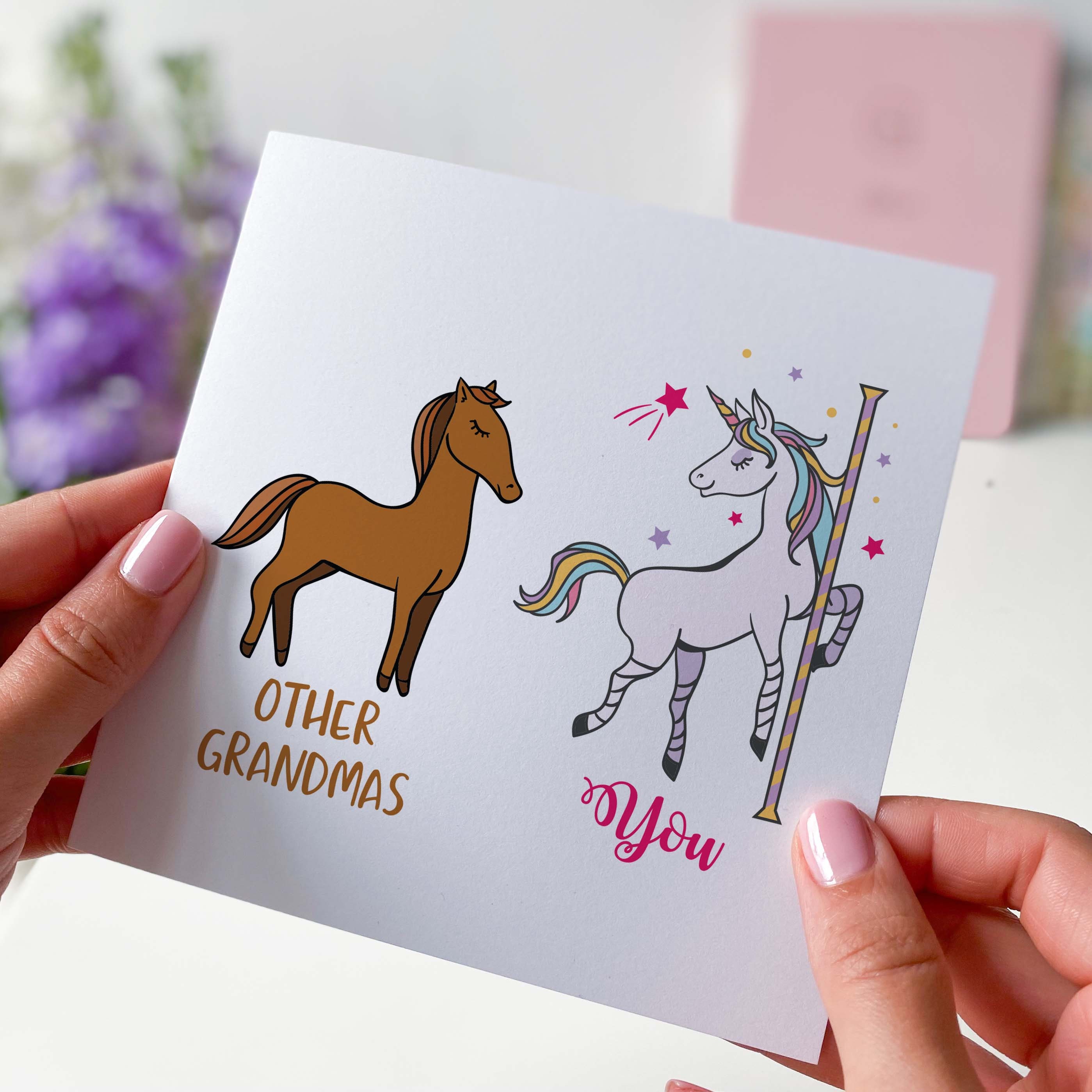 Carte D'anniversaire Mamie Grannycorn - Design Licorne Humoristique - Format A5 - Enveloppe Incluse - Fabriqué UK