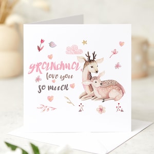 Karte für Oma Love You So viel Karte Niedliche Hirsch Illustration Karte für Oma Nanny Erster Muttertag Omas Geburtstag