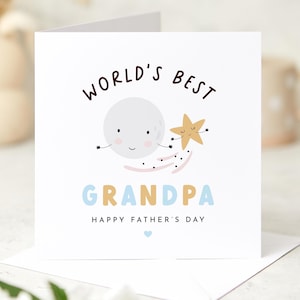 Tarjeta del Día del Padre para el Abuelo: Lindo Recuerdo del Abuelo con Luna y Estrellas. Una Manera Emotiva de Celebrar a un Abuelo Maravilloso de Parte de un Nieto.