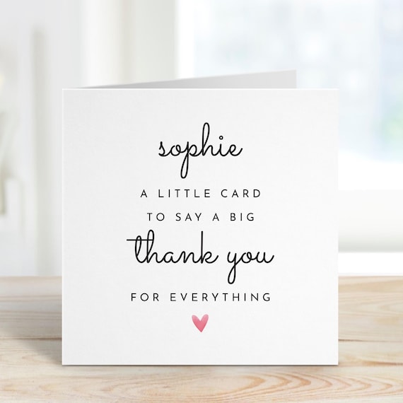 Personalised Thank You Card Custom Name Design With Heart
