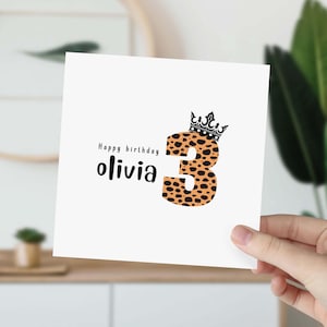 Carte d'anniversaire personnalisée pour enfants Jolie carte-cadeau filles nièce fille petite-fille 1er 2e 3e 4e 5e 6e 7e 8e avec couronne