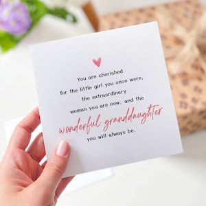 Magnifique poème pour carte d'anniversaire de petite-fille À une petite-fille spéciale Une incroyable petite-fille Carte émotionnelle Carte-cadeau d'une petite-fille