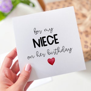 Carte d'anniversaire pour nièce Cartes de voeux pour ma nièce avec un joli coeur rouge Carte-cadeau pour nièce