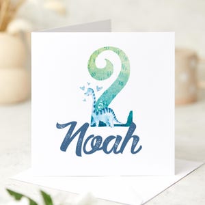 Personalisierte Dinosaurier Design Geburtstagskarte für Sohn Tochter Enkel Jedes Alter Name Karte für Mädchen Jungen Niedlichen Dino-Liebhaber 5.6.7.8.9