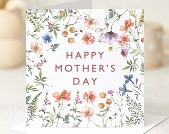 Floral Mother's Day Card for Mum Birthday Card for Mum, Beautiful Botanical Greeting Card for Mother
