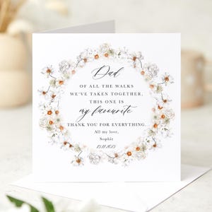 Father of the Bride card Wedding Day Card Delicate Floral Wreath Sentimental Keepsake from Daughter Thank You Dad Of all the walks together
