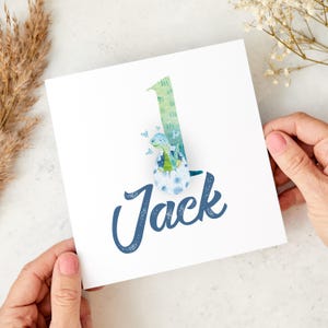 Karte für 1. Geburtstag Personalisierte Dinosaurier Design Erste Geburtstagskarte für Sohn Tochter Enkel Name Mädchen oder Junge Niedlicher Dino-Liebhaber Ich bin einer