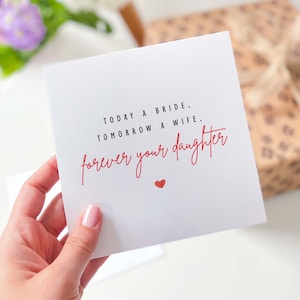Cartão mãe pai da noiva Pais Mãe da noiva Hoje uma Noiva Amanhã Uma Esposa Sempre Sua Filha Casamento Obrigado Pai da noiva