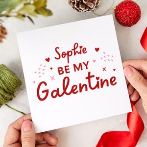 Cartão personalizado do Dia das Galentine Design de nome personalizado para melhor amiga e irmã Saudação para melhores amigas ou irmãs Seja minha melhor amiga das Galentine