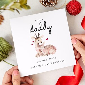 Personalised First Father’s Day Card for Daddy Cute Deer Design Custom Name Keepsake Card from Baby Son or Daughter