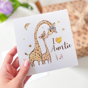 Carte tante fête des mères anniversaire Noël je t'aime tante joli bébé girafe tante carte cadeau attentionné cadeau pour tante