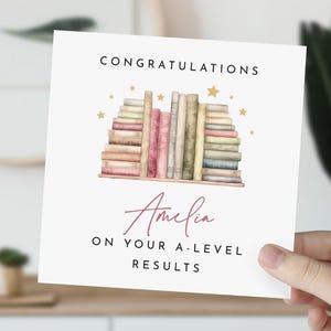 Tarjeta de felicitación por los resultados del nivel A personalizada con el nombre en la tarjeta de resultados del examen. Tarjeta de buen trabajo para niña, niño, hijo, hija, sobrino y sobrina