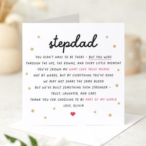 Kaart voor stiefvader Vaderdag stiefvader's verjaardag Bedankkaart betekenisvol gedicht sentimentele aandenken voor bonus vader stiefvader waardering