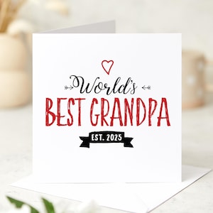 Tarjeta personalizada para el mejor abuelo del mundo. Regalo para el primer cumpleaños del padre. Gracias a los nuevos abuelos.