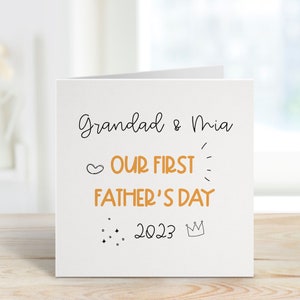 Biglietto personalizzato per la nostra prima festa del papà con nome Biglietto carino per nonno o papà 1° festa del papà Papà Bambino Biglietto di auguri per la festa del papà